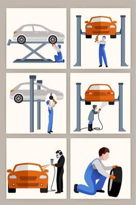 汽車維修現(xiàn)場(chǎng)實(shí)施設(shè)計(jì)矢量素材